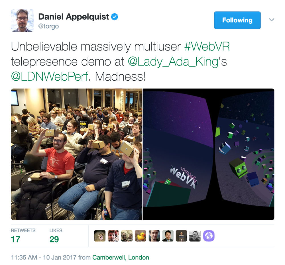 Real and virtual audiences for Ada's WebVR talk