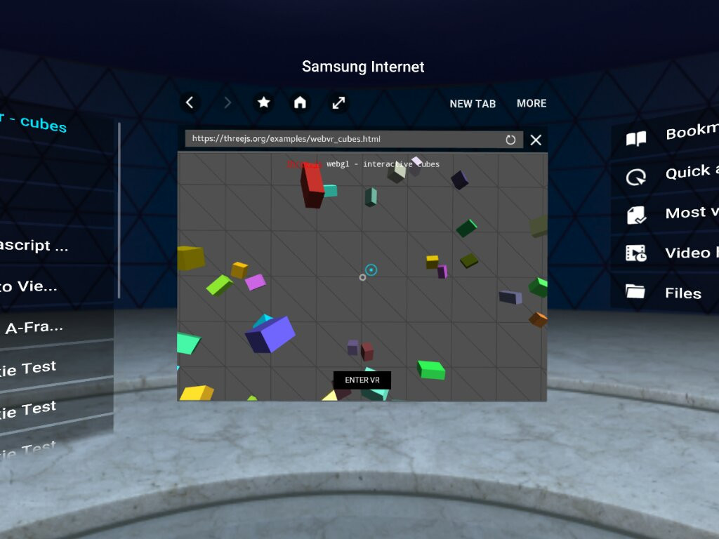 WebVR cubes on Samsung Internet
