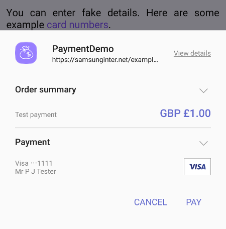 Payment Request example