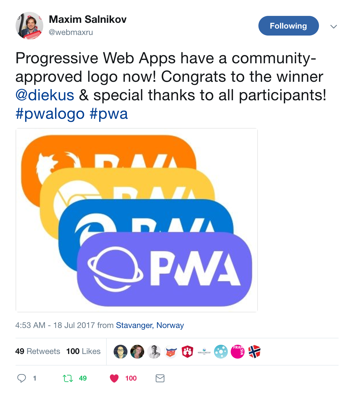 PWA logo tweet