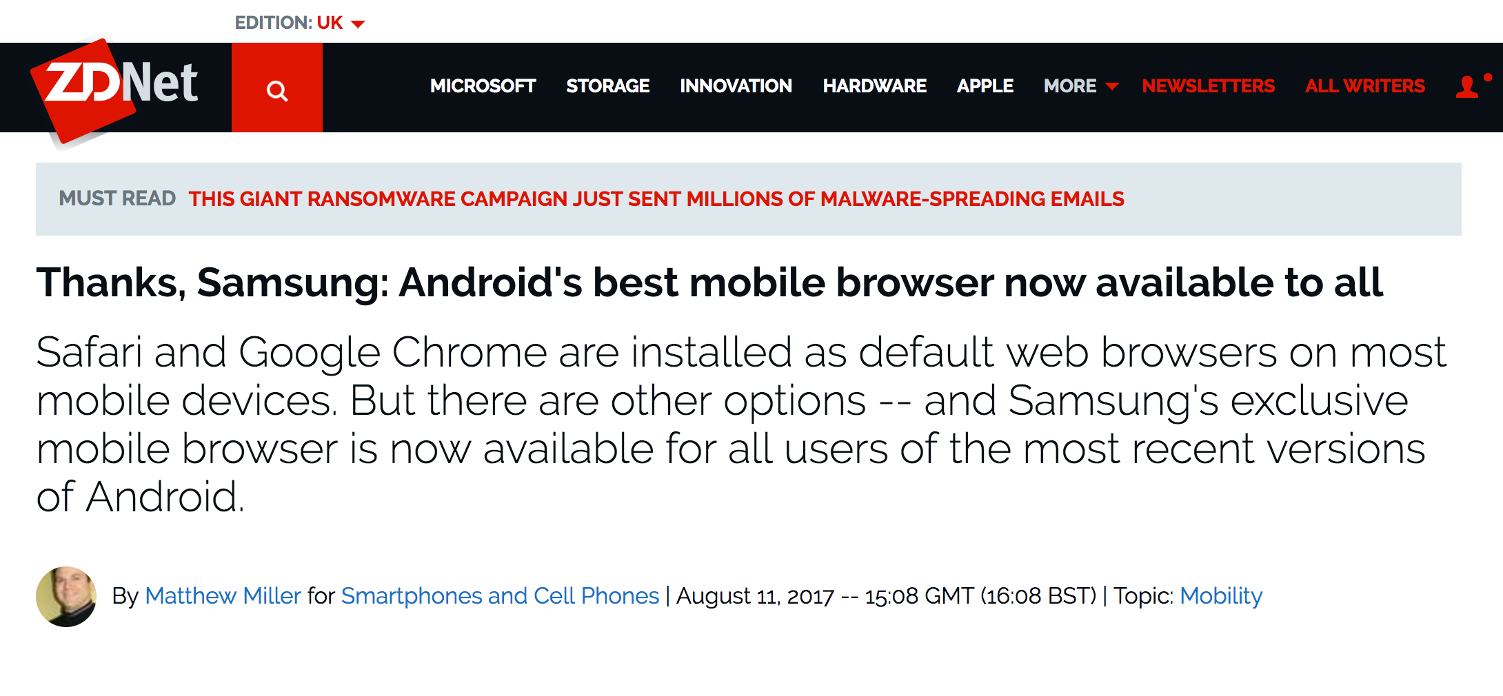 ZDNet article calling it the best Android browser