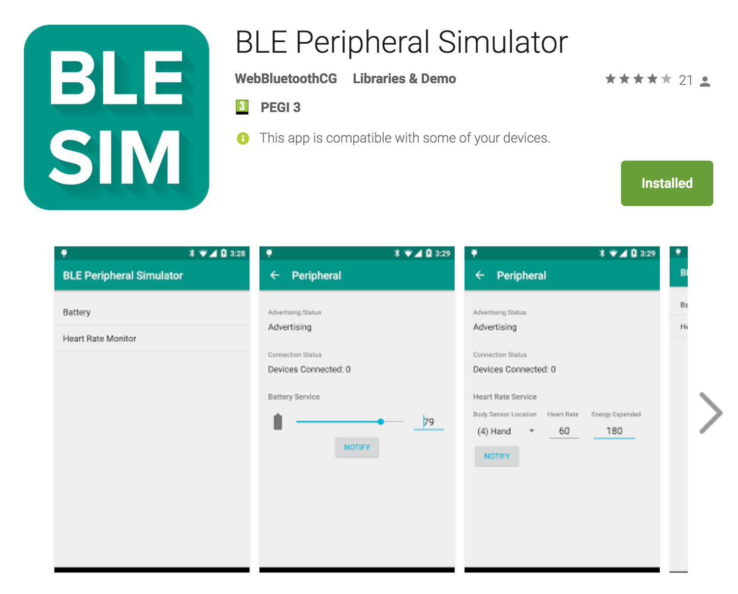 BLE peripheral sim app