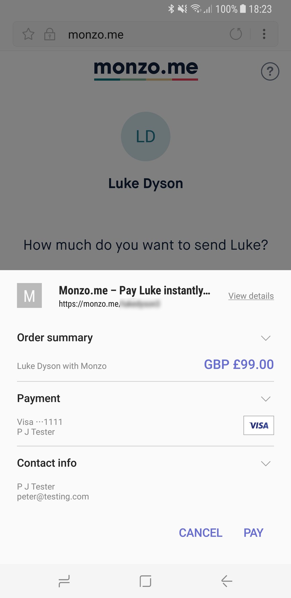 Monzo Payment Request