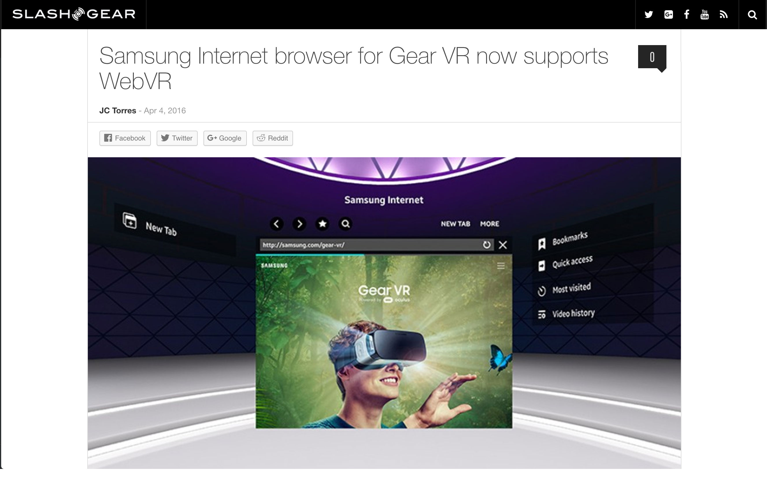Samsung Internet for Gear VR WebVR support